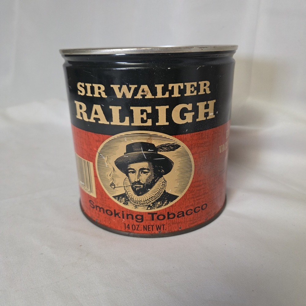 Vintage Sir Walter Raleigh Smoking Tobacco Tin 14 oz Large Metal Can Empty